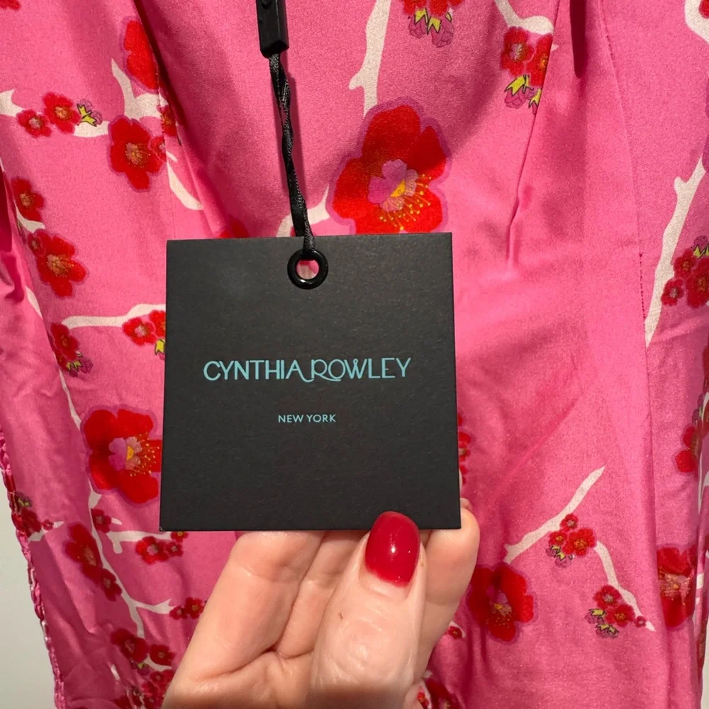 NWT Cynthia Rowley Cherry Blossom Print Smocked Back Bubble Dress - Size 10 - Picture 6 of 14